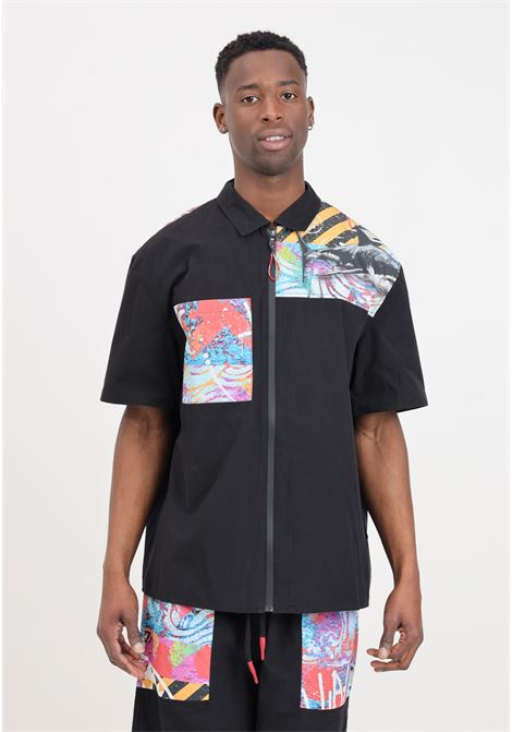 Camicia da uomo nera con stampa a colori SPRAYGROUND | Camicie | SP449.