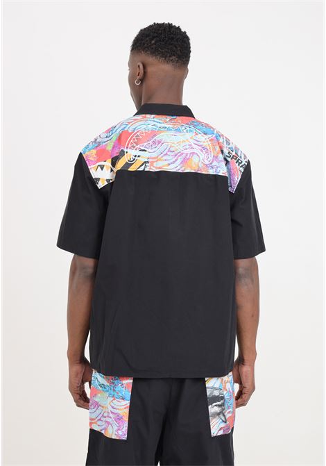 Camicia da uomo nera con stampa a colori SPRAYGROUND | Camicie | SP449.