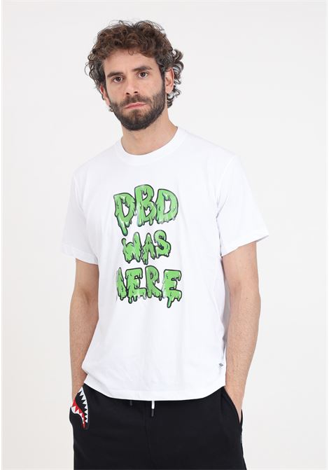 White men's t-shirt with green logo print SPRAYGROUND | SP461WHT.