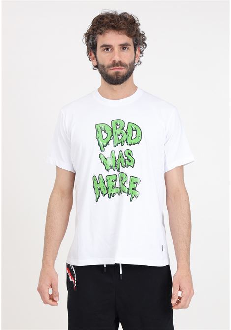 White men's t-shirt with green logo print SPRAYGROUND | SP461WHT.