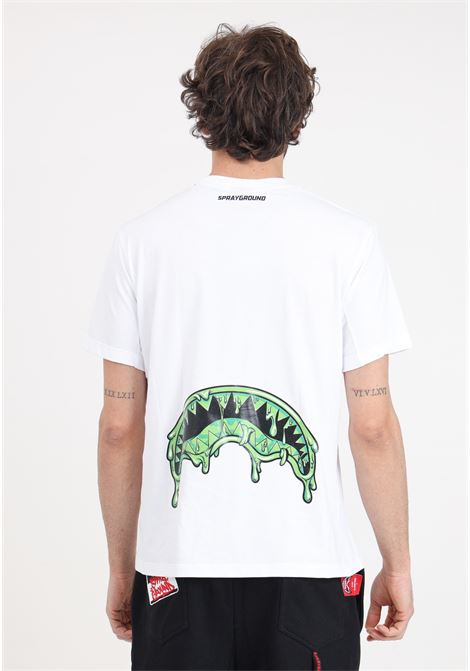 T-shirt bianca da uomo stampa logo in verde SPRAYGROUND | T-shirt | SP461WHT.