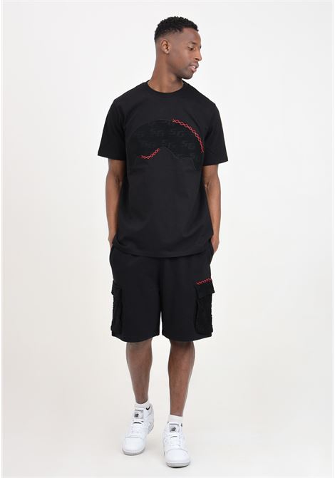 Shorts da uomo neri con tasconi laterali ricamati e sul retro SPRAYGROUND | Shorts | SP473.