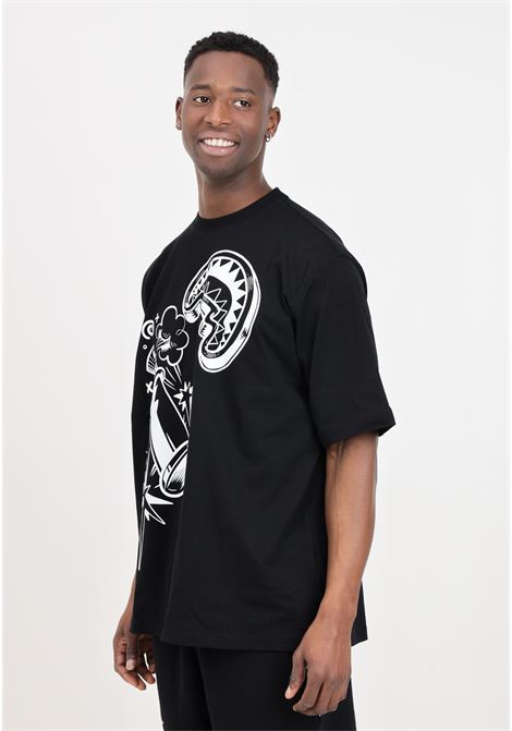 T-shirt da uomo nera stampa in bianco sul davanti SPRAYGROUND | SP476BLK.