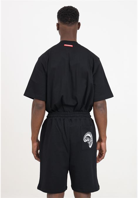 Shorts da uomo neri con stampa logo sul davanti e sul retro in bianco SPRAYGROUND | Shorts | SP477BLK.