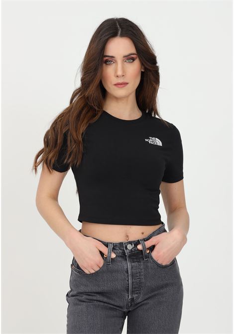 Black women's cropped t-shirt, short cut with contrasting logo THE NORTH FACE | NF0A55AOJK31JK31