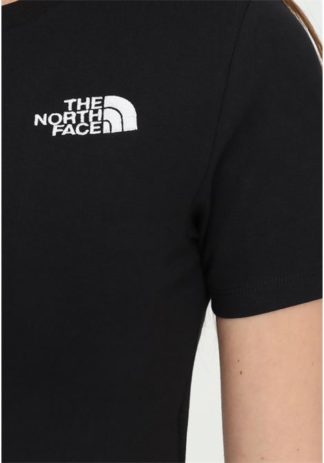 T-shirt cropped donna nera taglio corto con logo a contrasto THE NORTH FACE | NF0A55AOJK31JK31