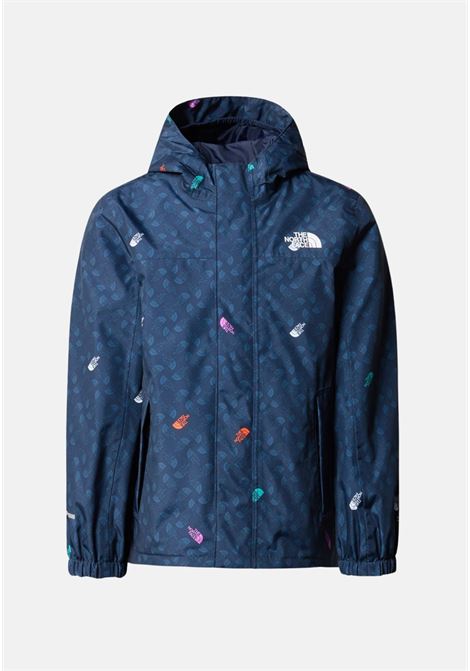 Blue Antora Rain Jacket for girls with tone-on-tone and colorful allover logo THE NORTH FACE | Jackets | NF0A7ZZPVIK1VIK1