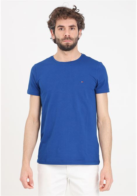 T-shirt da uomo blu con ricamo logo bandierina TOMMY HILFIGER | MW0MW10800C5JC5J