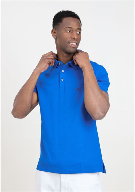 Blue men's polo shirt with flag embroidery logo TOMMY HILFIGER | Polo | MW0MW17771C66C66