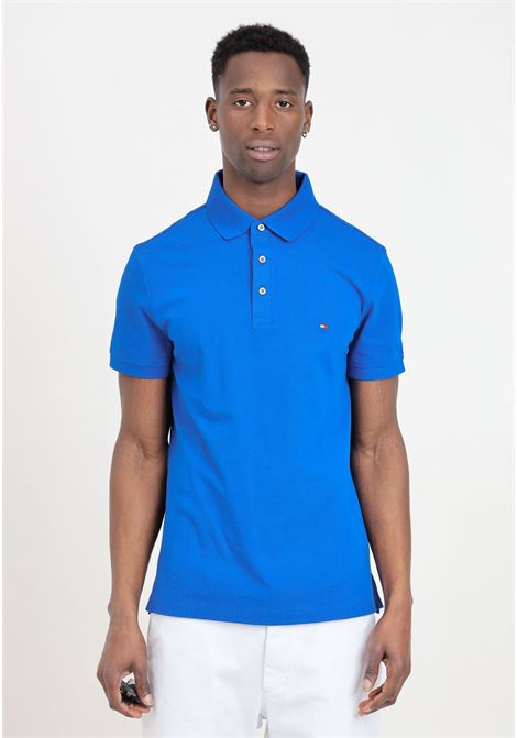Blue men's polo shirt with flag embroidery logo TOMMY HILFIGER | MW0MW17771C66C66