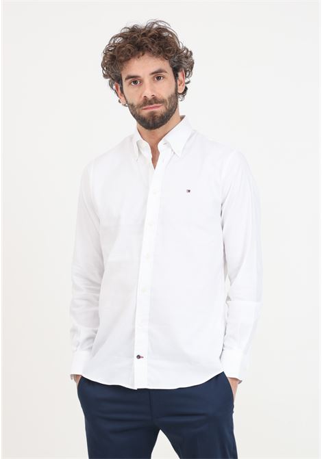 White men's shirt with logo embroidery on the chest TOMMY HILFIGER | Shirt | MW0MW29969YBRYBR