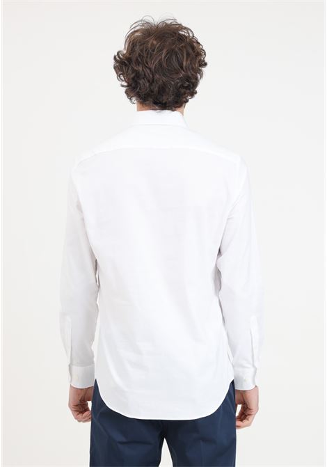 Camicia da uomo bianca con ricamo logo sul petto TOMMY HILFIGER | MW0MW29969YBRYBR