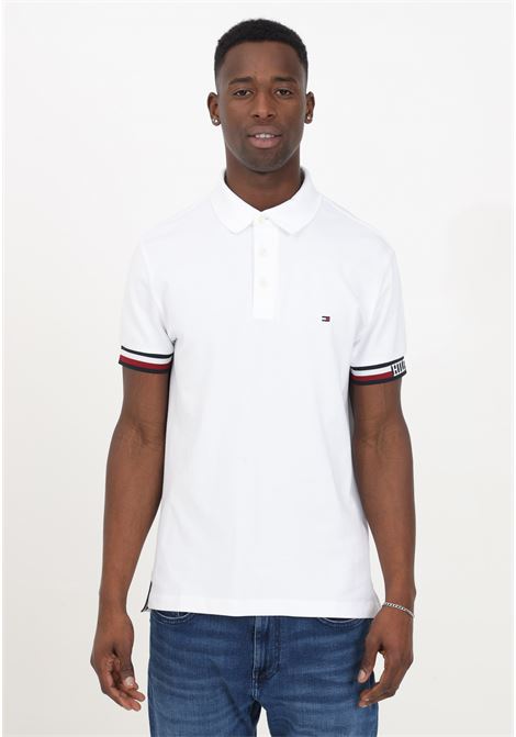 White half-sleeve men's polo shirt with logo TOMMY HILFIGER | Polo | MW0MW33585YBRYBR