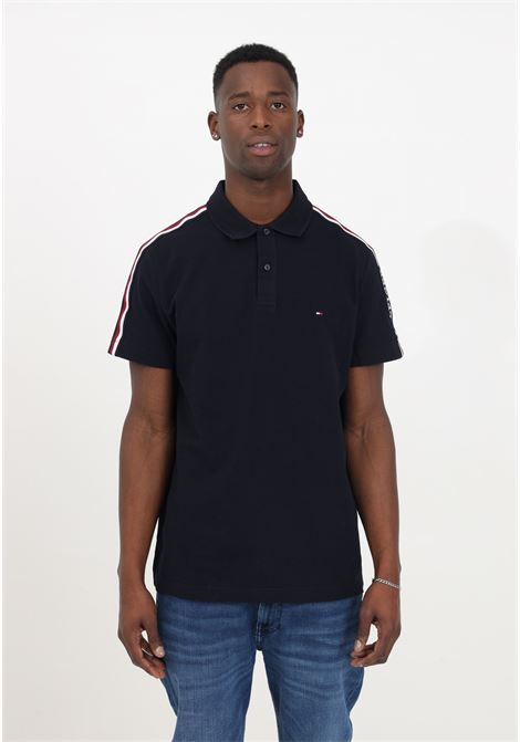 Blue half-sleeved men's polo shirt with logo on the sleeve TOMMY HILFIGER | MW0MW33591DW5DW5