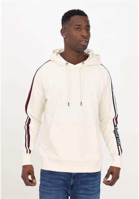 Cream men's sweatshirt with hood and logo on the arm TOMMY HILFIGER | Hoodie | MW0MW33662AEFAEF