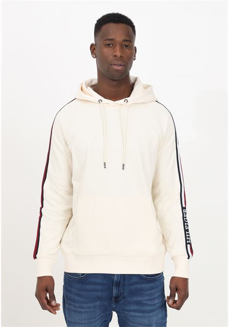 Cream men's sweatshirt with hood and logo on the arm TOMMY HILFIGER | MW0MW33662AEFAEF