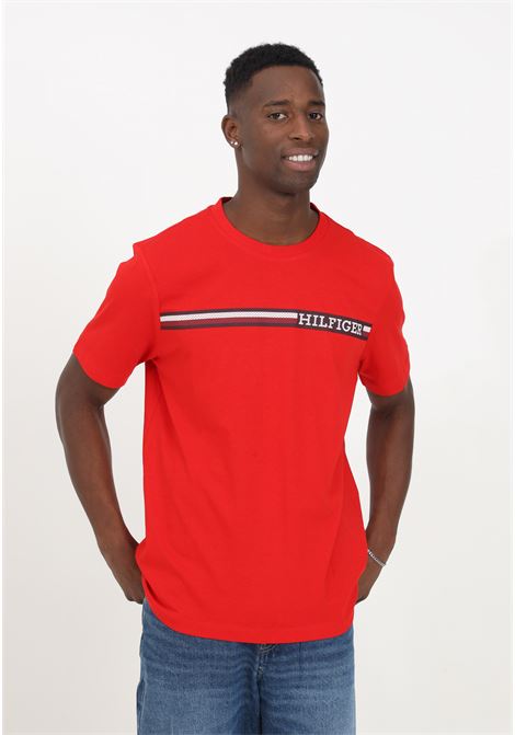 T-shirt rossa da uomo mezza manica logo monogram TOMMY HILFIGER | MW0MW33688XNDXND