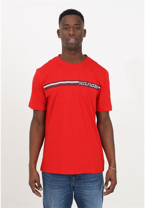 T-shirt rossa da uomo mezza manica logo monogram TOMMY HILFIGER | T-shirt | MW0MW33688XNDXND