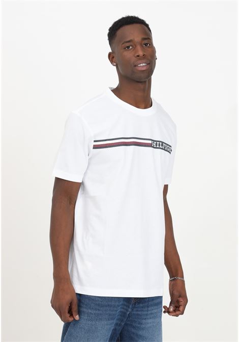 T-shirt da uomo mezza manica bianca logo monogram TOMMY HILFIGER | MW0MW33688YBRYBR
