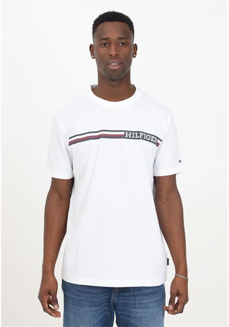T-shirt da uomo mezza manica bianca logo monogram TOMMY HILFIGER | MW0MW33688YBRYBR
