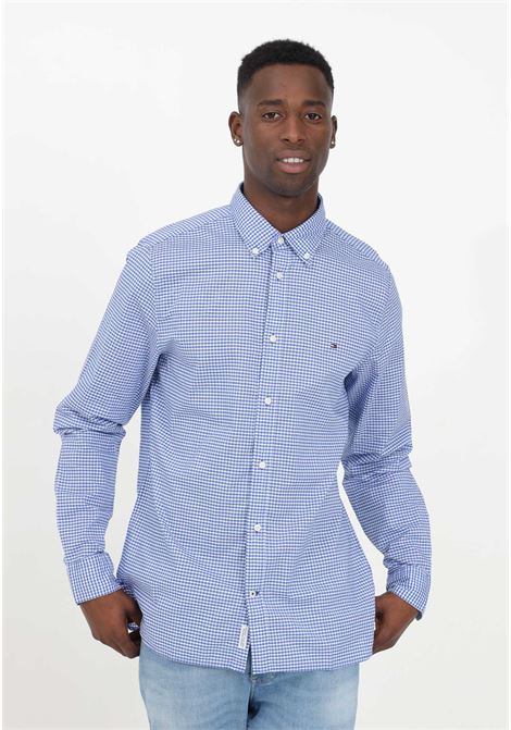 Light blue long-sleeved checked shirt for men TOMMY HILFIGER | MW0MW337640MT0MT