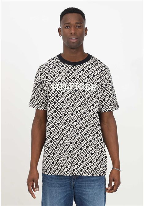 Men's T-shirt in pure monogram cotton jersey TOMMY HILFIGER | MW0MW341870GJ0GJ