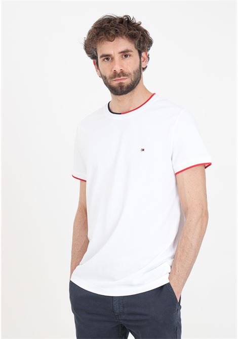 White men's t-shirt with flag logo embroidery TOMMY HILFIGER | MW0MW34439YBRYBR