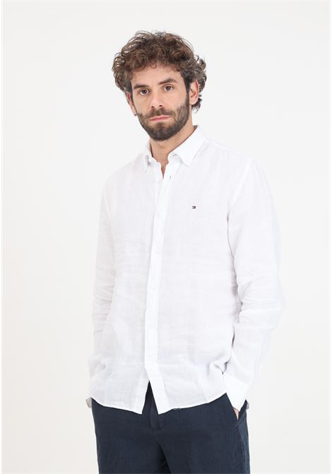 White men's shirt with logo embroidery on the chest TOMMY HILFIGER | Shirt | MW0MW34602YCFYCF