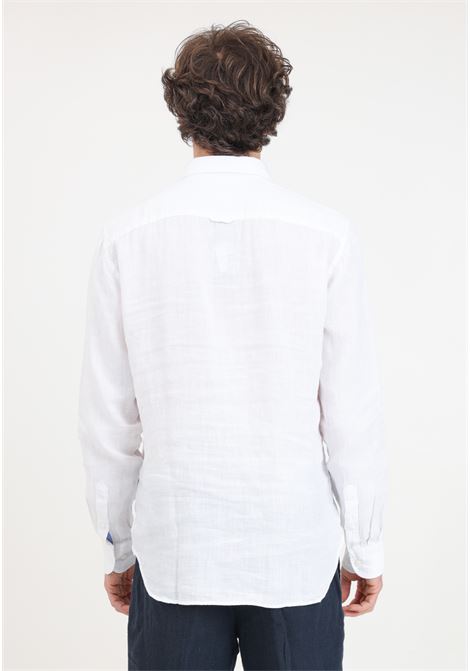 Camicia da uomo bianca con ricamo logo sul petto TOMMY HILFIGER | MW0MW34602YCFYCF