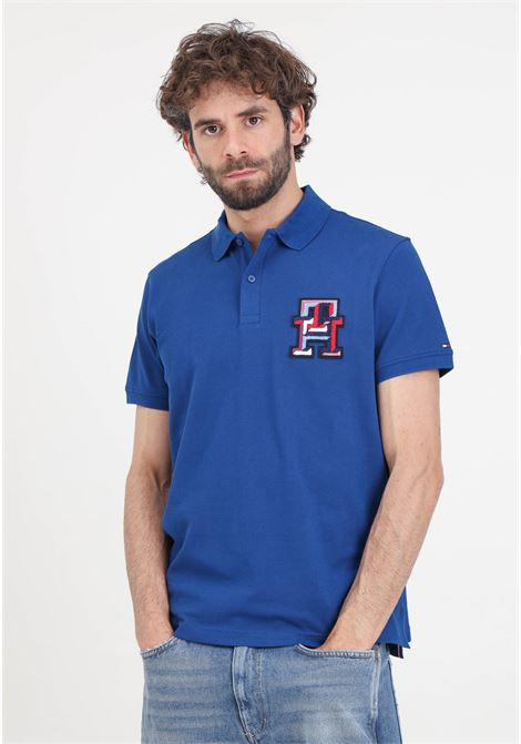 Blue men's polo shirt with color logo patch TOMMY HILFIGER | Polo | MW0MW34842C5JC5J