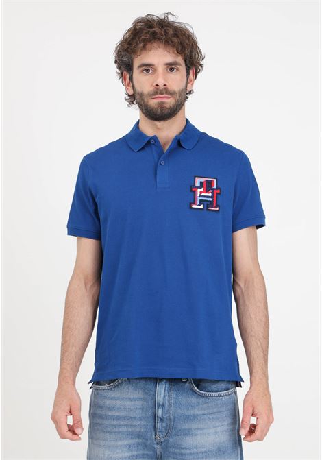 Blue men's polo shirt with color logo patch TOMMY HILFIGER | Polo | MW0MW34842C5JC5J