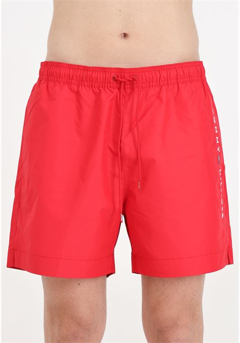 Shorts mare rosso da uomo con ricamo logo TOMMY HILFIGER | Beachwear | UM0UM03258XLG