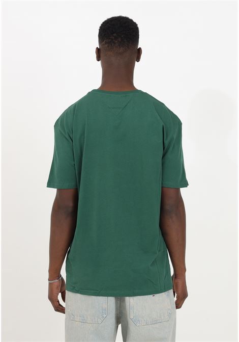 T-shirt da uomo verde con logoscript TOMMY JEANS | DM0DM17993L4LL4L