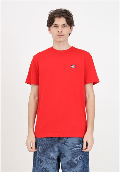 T-shirt da uomo rossa Reg Badge Tee Text TOMMY JEANS | T-shirt | DM0DM17995XNLXNL