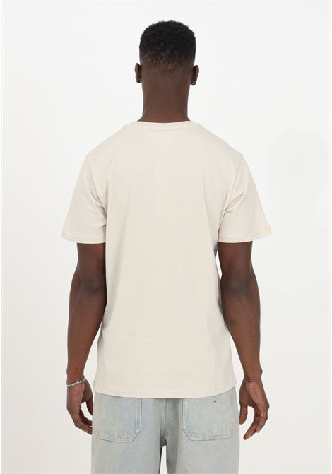 T-shirt beige da uomo in puro cotone girocollo TOMMY JEANS | T-shirt | DM0DM18263ACGACG