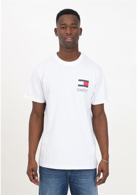 T-shirt da uomo bianca di cotone mezza manica con logo TOMMY JEANS | DM0DM18263YBRYBR