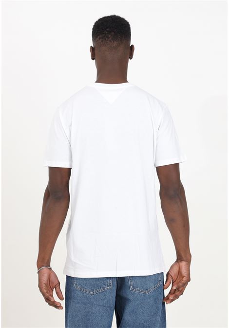 T-shirt da uomo bianca di cotone mezza manica con logo TOMMY JEANS | DM0DM18263YBRYBR
