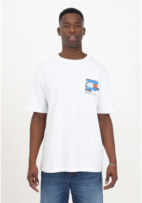 T-shirt da uomo bianca mezza manica con logo TOMMY JEANS | T-shirt | DM0DM18271YBRYBR