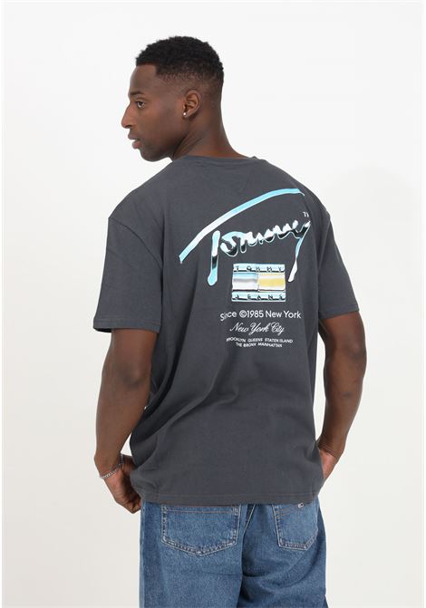 Gray crew-neck t-shirt for men with metallic version logo TOMMY JEANS | DM0DM18283PUBPUB