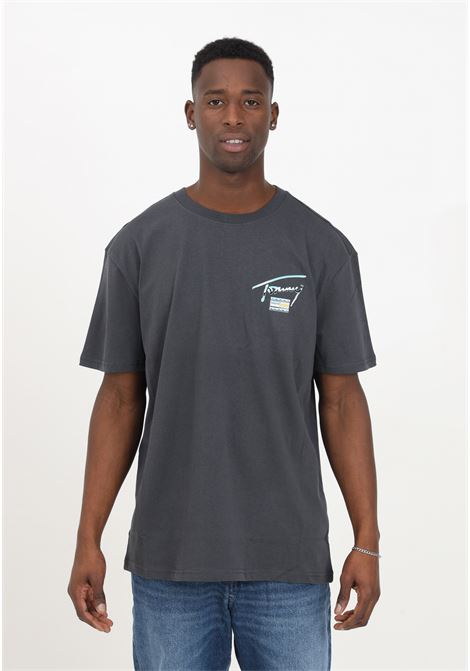 Gray crew-neck t-shirt for men with metallic version logo TOMMY JEANS | T-shirt | DM0DM18283PUBPUB
