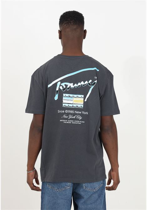 Gray crew-neck t-shirt for men with metallic version logo TOMMY JEANS | T-shirt | DM0DM18283PUBPUB