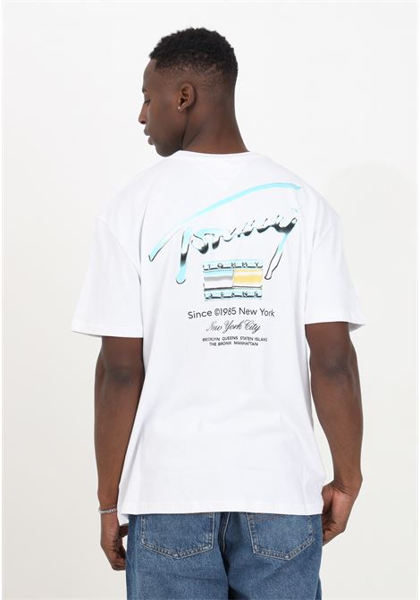 T-shirt da uomo bianca mezza manica logo metallizzato TOMMY JEANS | DM0DM18283YBRYBR