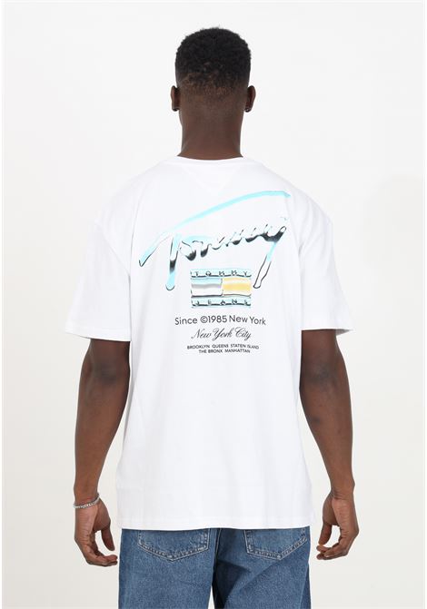 White half-sleeve men's t-shirt with metallic logo TOMMY JEANS | T-shirt | DM0DM18283YBRYBR