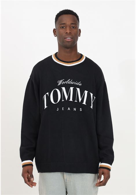 Black men's long sleeve logo sweater TOMMY JEANS | Knitwear | DM0DM18365BDSBDS