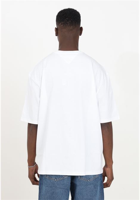 T-shirt bianca da uomo girocollo logo iconic ricamato TOMMY JEANS | DM0DM18440YBRYBR