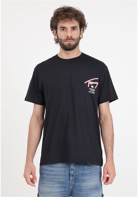 Black men's T-shirt with color logo print TOMMY JEANS | T-shirt | DM0DM18574BDSBDS