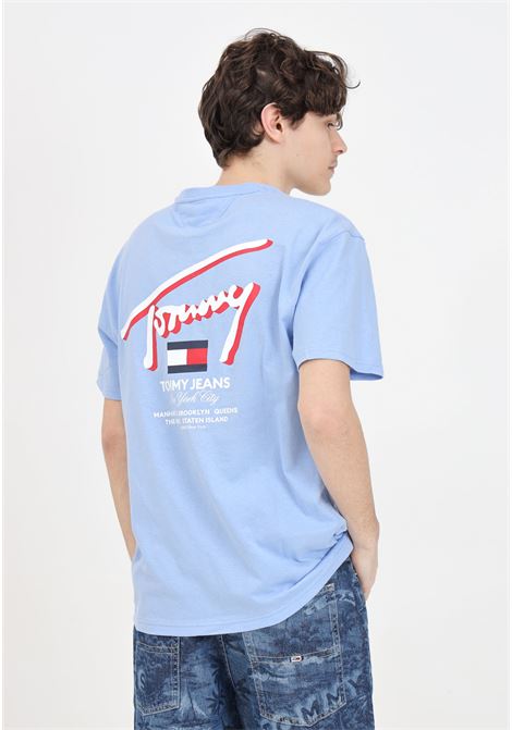 T-shirt da uomo celeste chiaro Reg 3D Street TOMMY JEANS | T-shirt | DM0DM18574C3SC3S