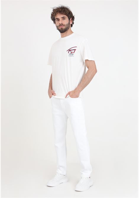 Jeans da uomo bianchi denim color con ricamo logo TOMMY JEANS | DM0DM187201CE1CE