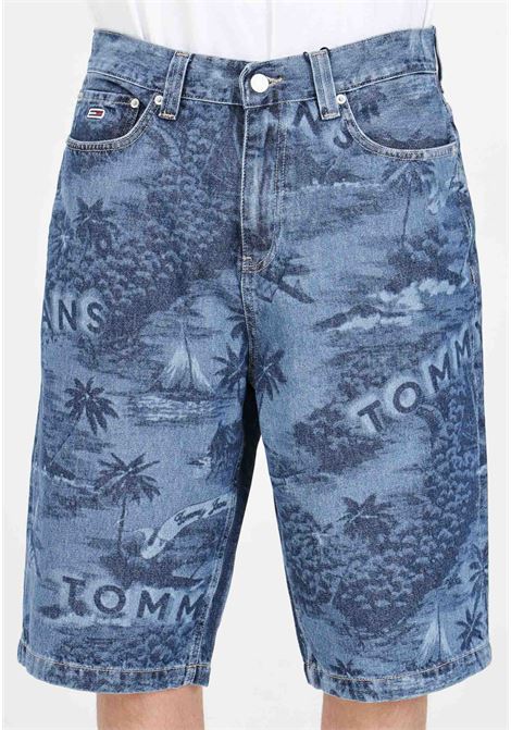 Medium men's denim shorts with allover print TOMMY JEANS | Shorts | DM0DM187871A51A5