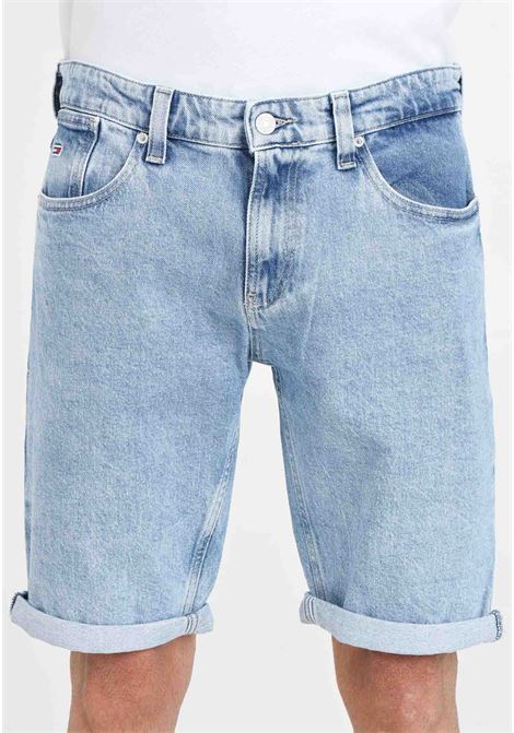Ronnie light denim men's shorts with logo embroidery TOMMY JEANS | DM0DM191541AA1AA